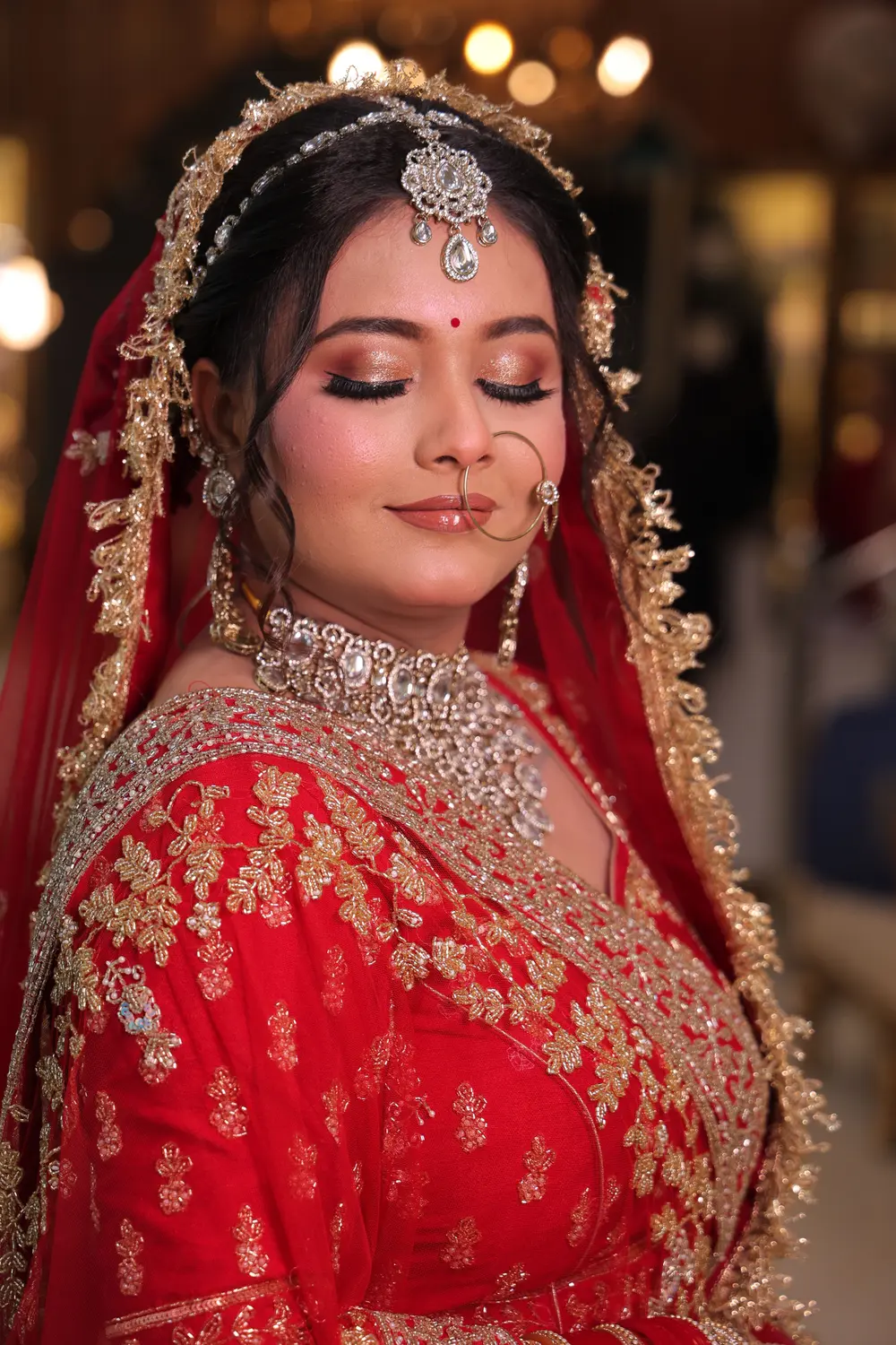 Red & gold bridal by Ruby Makeover