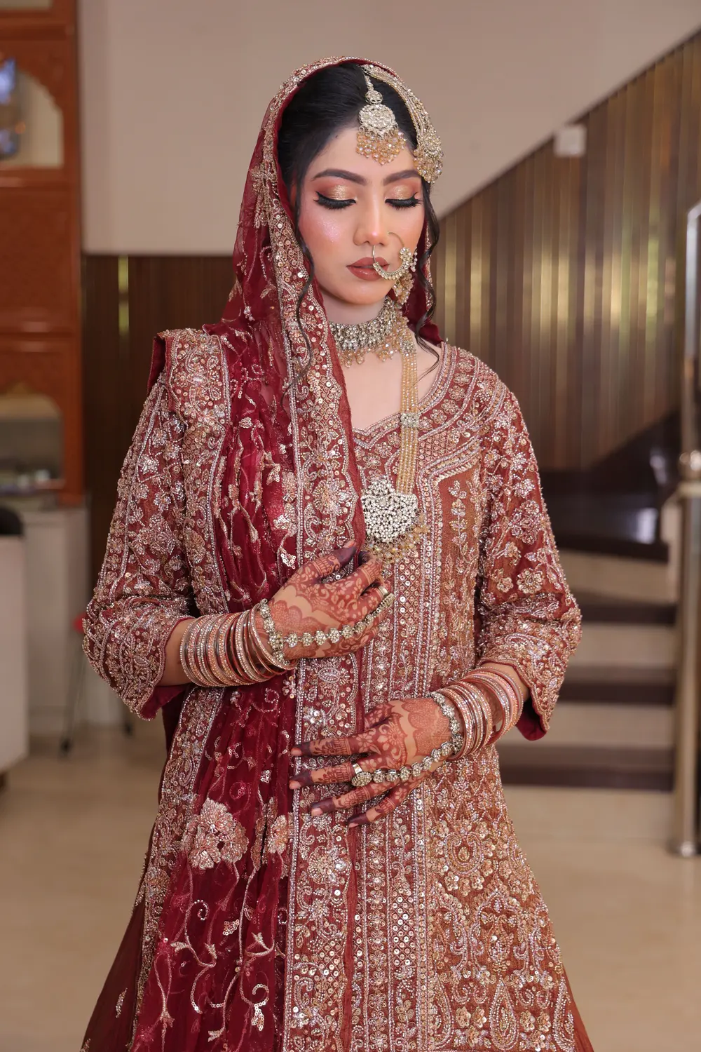 Maroon lehenga bridal by Ruby Makeover