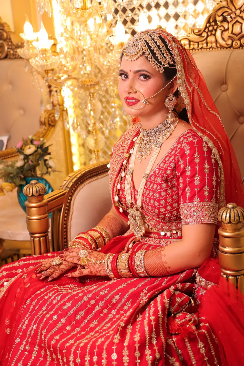 Red bridal portrait by Ruby Makeover